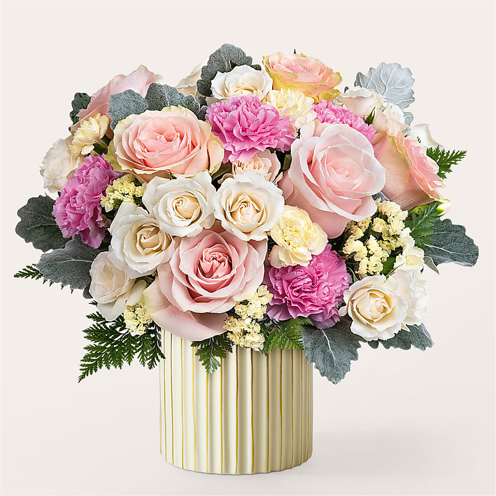 Blissful Moments Bouquet with Ivory Vase – Colonial Nursery Garden Center, Ladysmith WI