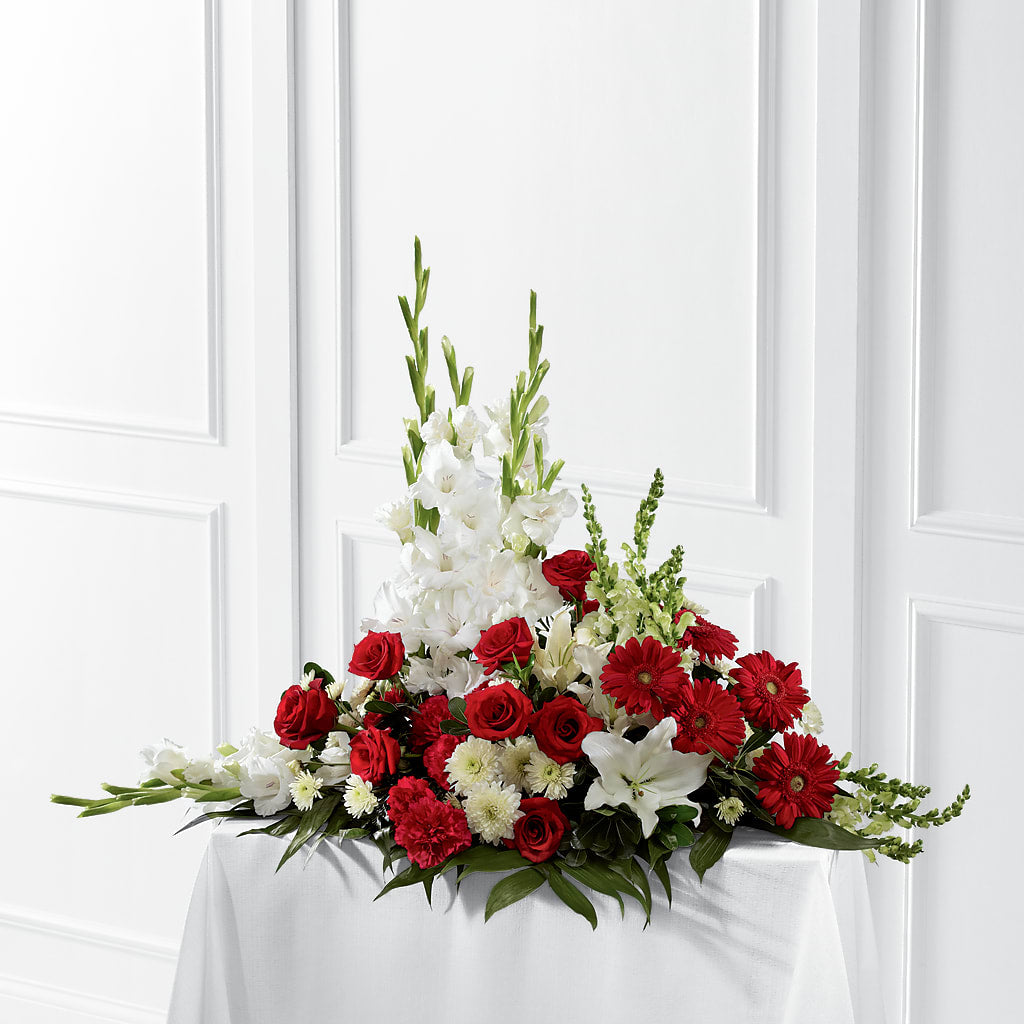 Crimson & White Arrangement – Colonial Nursery Garden Center, Ladysmith WI