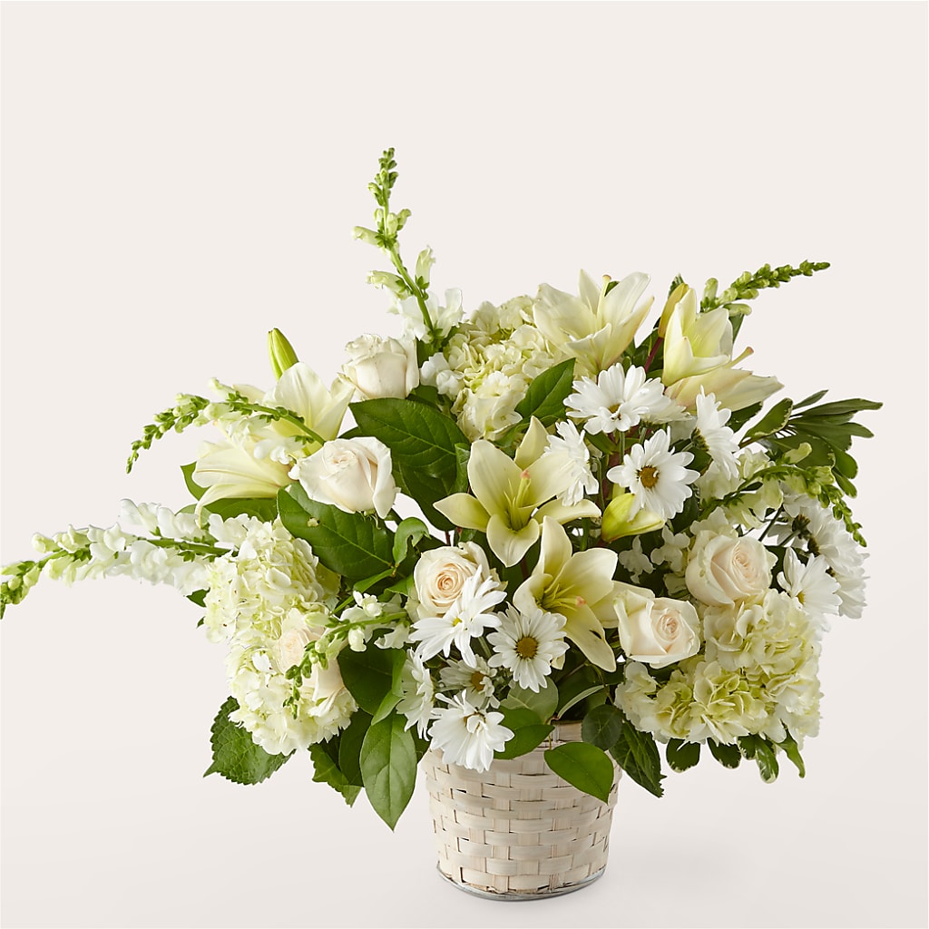Ivory Elegance Floral Basket – Colonial Nursery Garden Center, Ladysmith WI