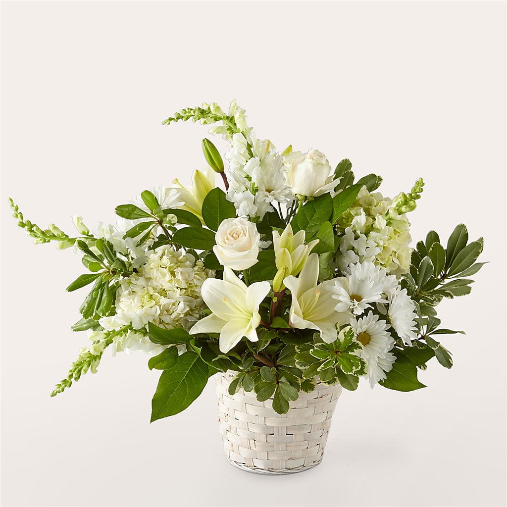 Ivory Elegance Floral Basket – Colonial Nursery Garden Center, Ladysmith WI