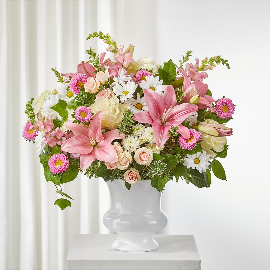 Empathetic Blooms Urn Arrangement – Colonial Nursery Garden Center, Ladysmith WI