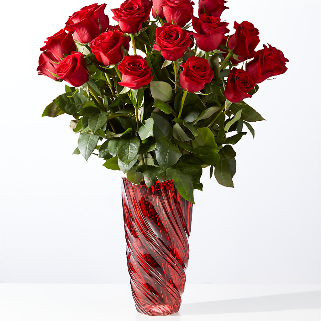 Classic Love Red Rose Bouquet with Luxe Swirl Vase – Colonial Nursery Garden Center, Ladysmith WI