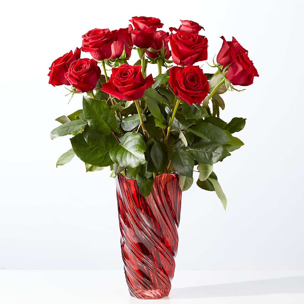 Classic Love Red Rose Bouquet with Luxe Swirl Vase – Colonial Nursery Garden Center, Ladysmith WI