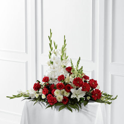Crimson & White Arrangement –  Colonial Nursery Garden Center, Ladysmith WI