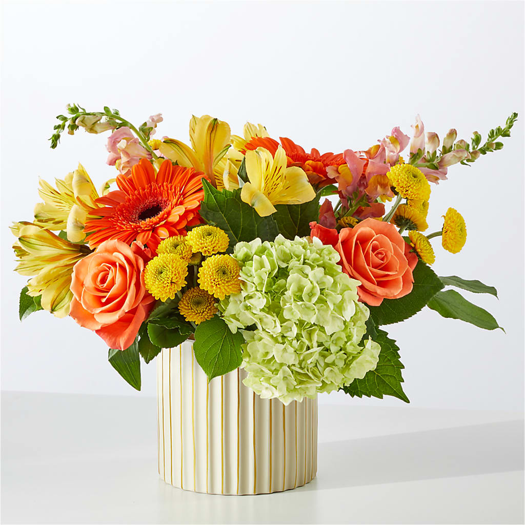 Autumn Sunshine Bouquet with Ivory Vase –  Colonial Nursery Garden Center, Ladysmith WI