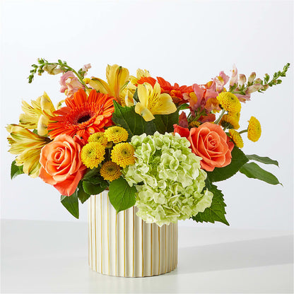 Autumn Sunshine Bouquet with Ivory Vase –  Colonial Nursery Garden Center, Ladysmith WI
