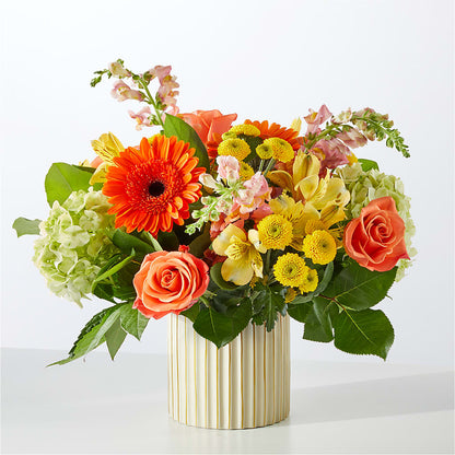 Autumn Sunshine Bouquet with Ivory Vase –  Colonial Nursery Garden Center, Ladysmith WI
