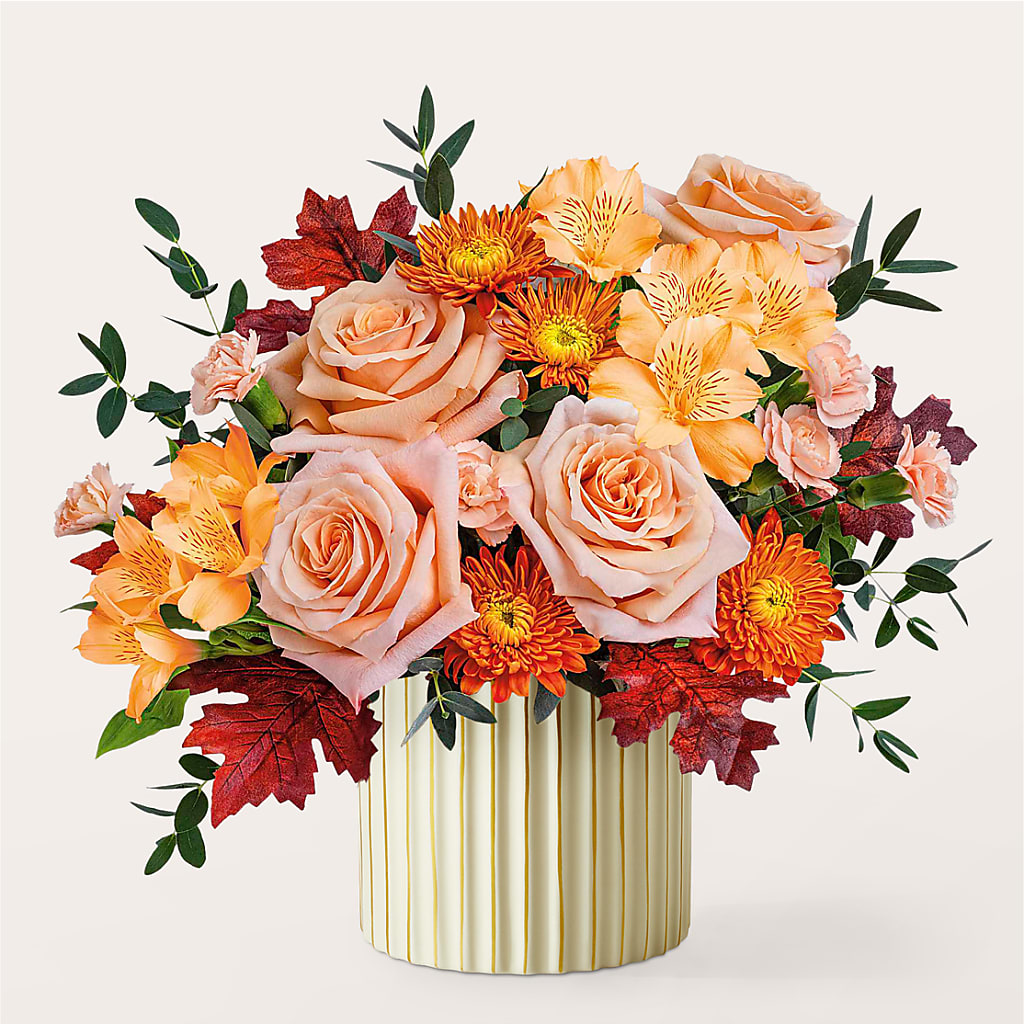 Spiced Latte Bouquet with Ivory Vase –  Colonial Nursery Garden Center, Ladysmith WI