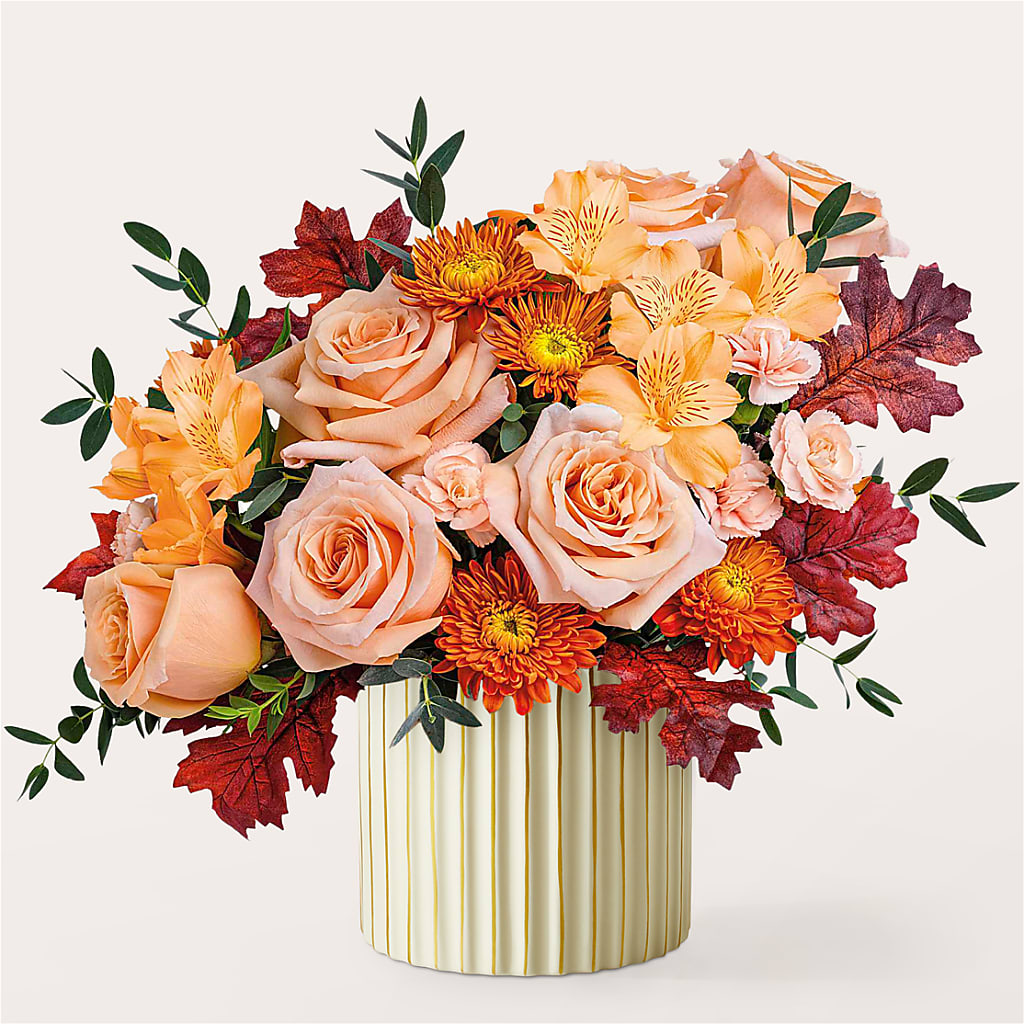 Spiced Latte Bouquet with Ivory Vase –  Colonial Nursery Garden Center, Ladysmith WI
