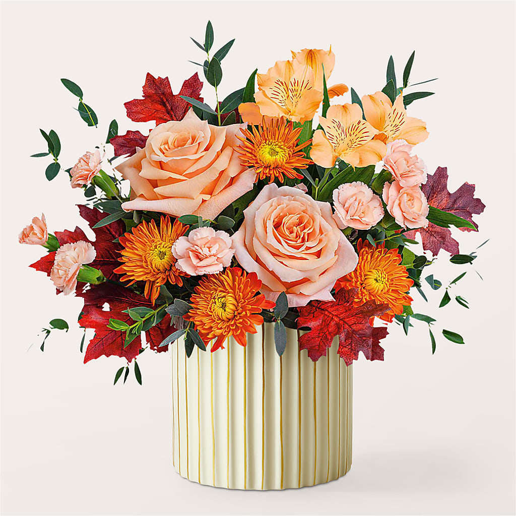 Spiced Latte Bouquet with Ivory Vase –  Colonial Nursery Garden Center, Ladysmith WI