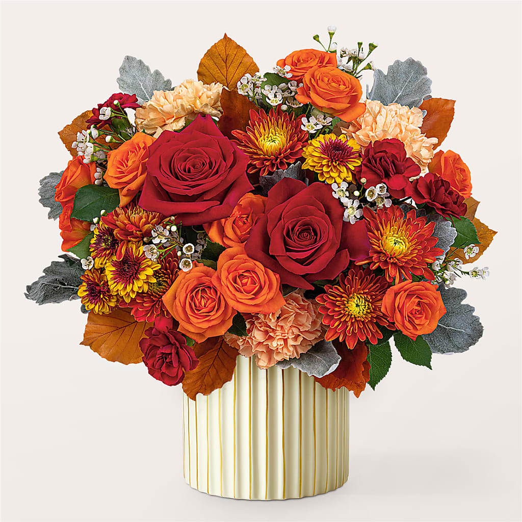 Merlot Bouquet with Ivory Vase –  Colonial Nursery Garden Center, Ladysmith WI