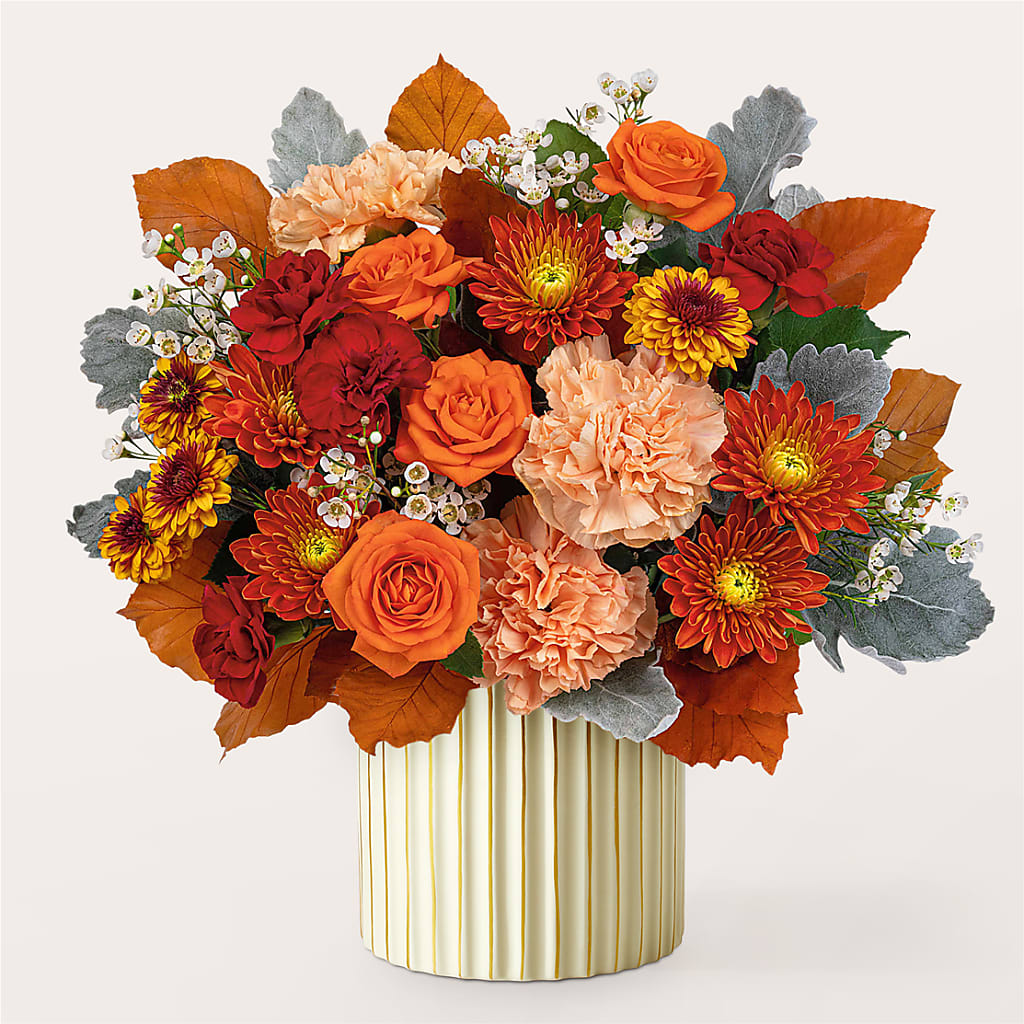Merlot Bouquet with Ivory Vase –  Colonial Nursery Garden Center, Ladysmith WI